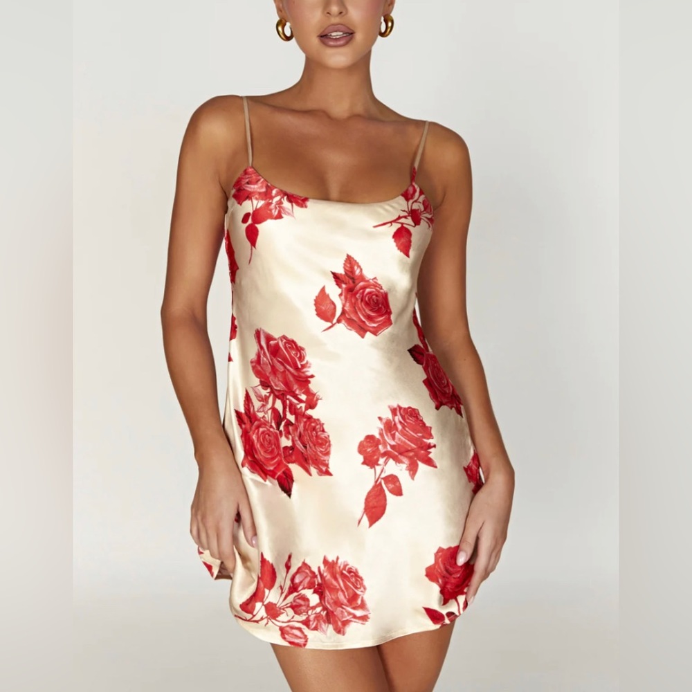 Meshki Valentina satin mini dress - rose print